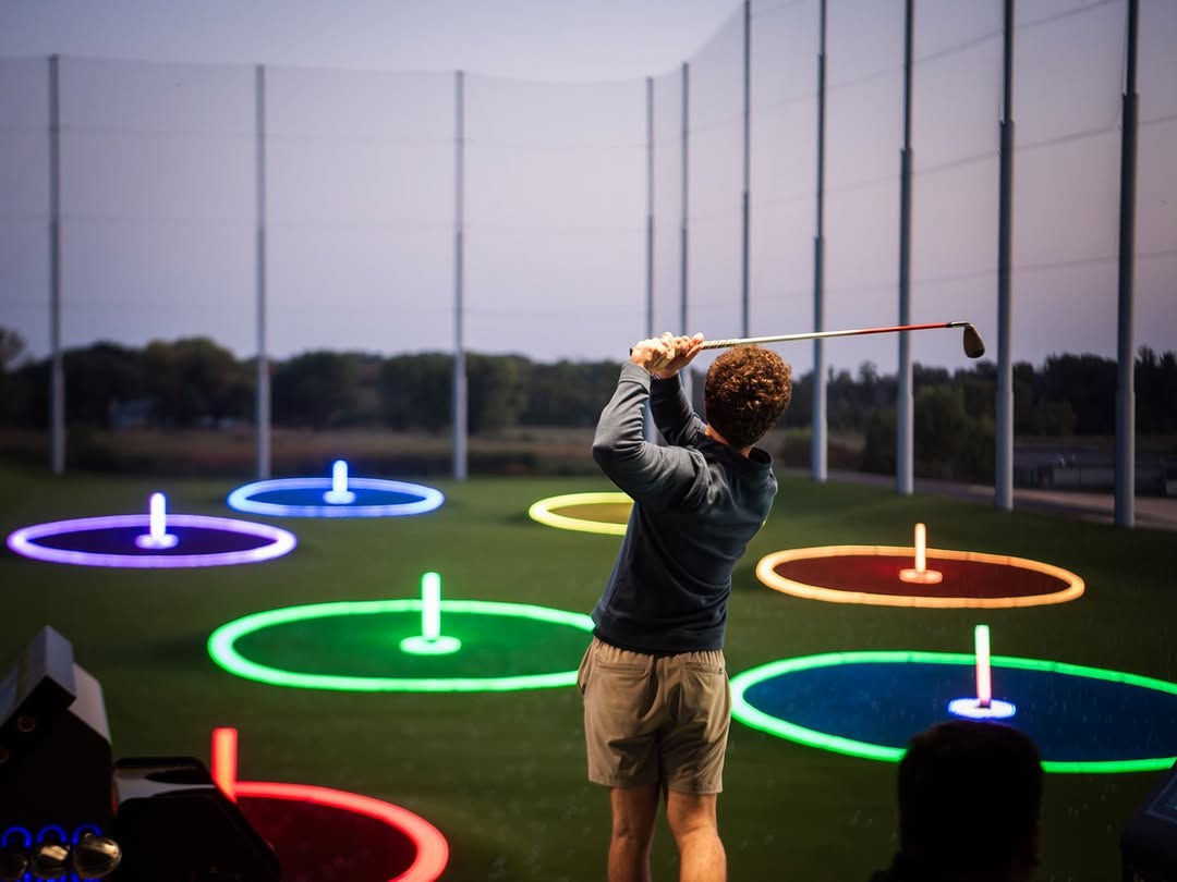 Luminex lighted golf targets glowing at night